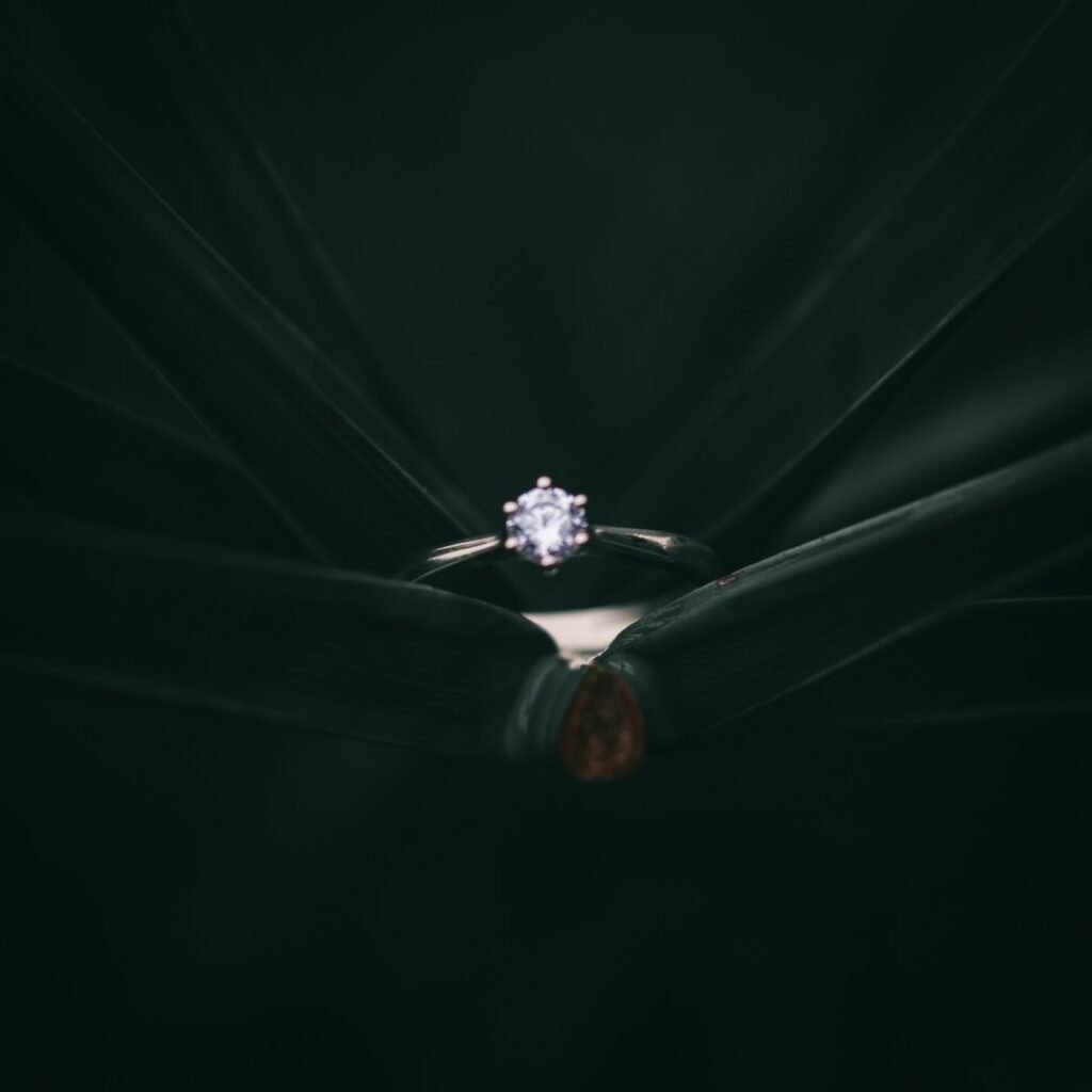 Editorial photograph of a silver-coloured solitaire ring; photography by Joel De Vera