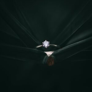 Editorial photograph of a silver-coloured solitaire ring; photography by Joel De Vera